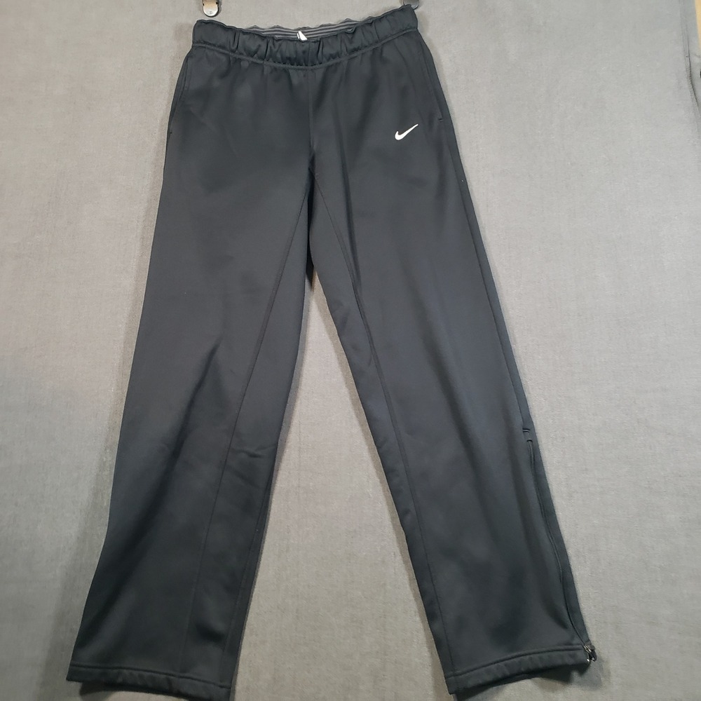 Nike Therma-FIT Track Pants Mens Small Black Fleece Lined Zipper Ankle 424171
